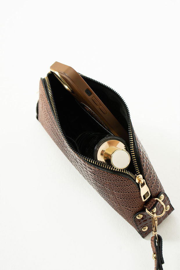 Handbag and Shoulder Chain Cross Strap Bag with Iguana Pattern - 7