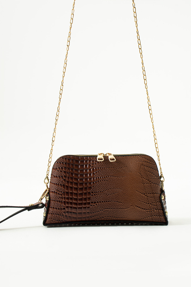 Handbag and Shoulder Chain Cross Strap Bag with Iguana Pattern - 4