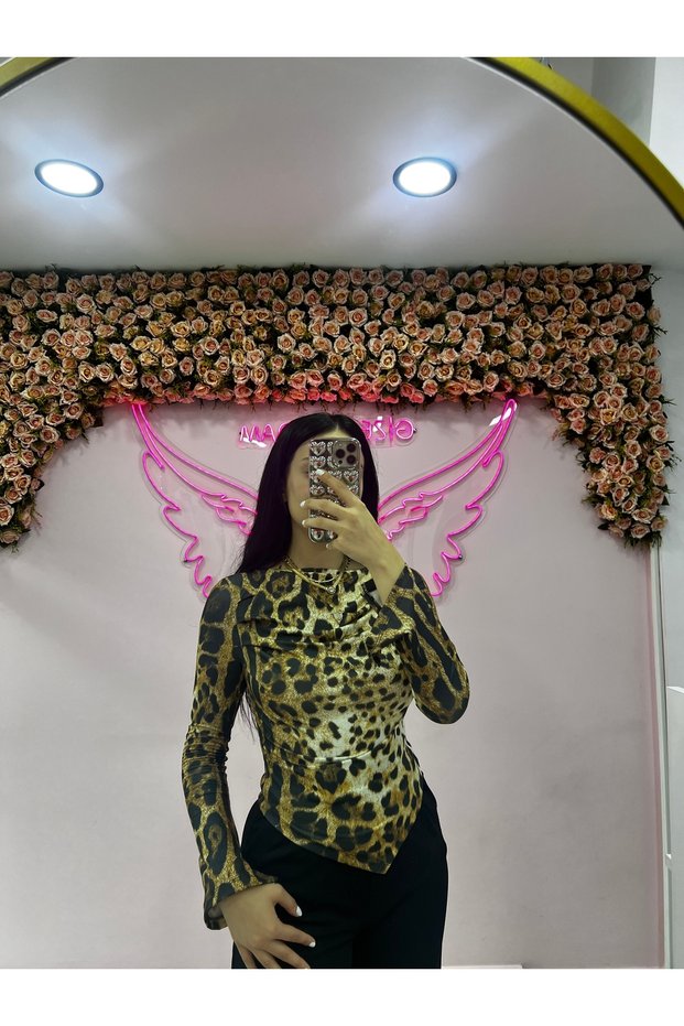 Leopar Desenli Bluz