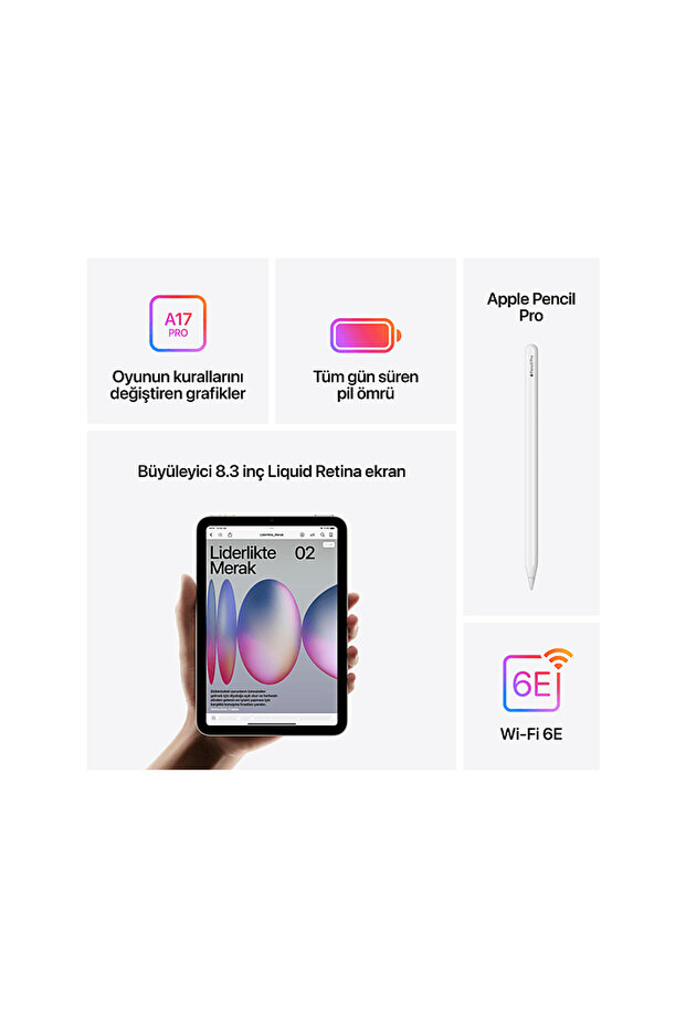 MXN93TU/A iPad Mini 7 128 GB Wifi Tablet Mor - 5