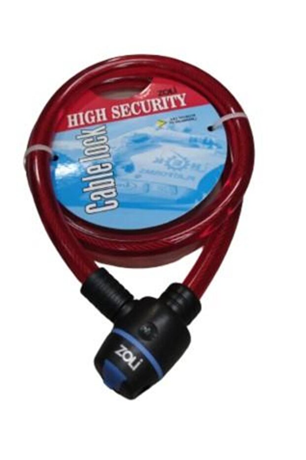 Zoli̇ 4521 Red Keyed Bicycle Rope Lock 15X1000 mm Bicycle Lock Red
