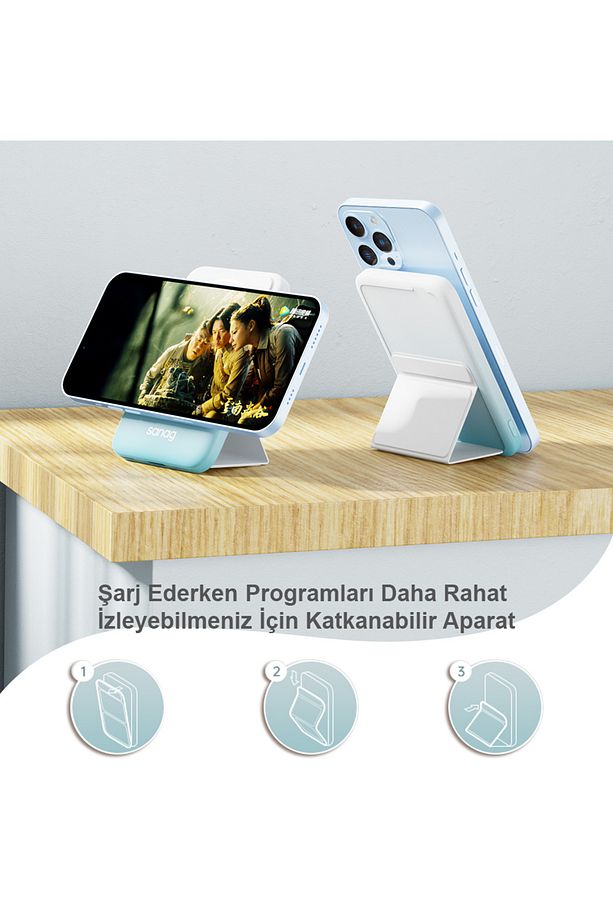 Sanag C06 Magsafe Powerbank 10000mah Standlı Hızlı Taşınabilir Type-C ve USB Çıkışlı Batarya - 3