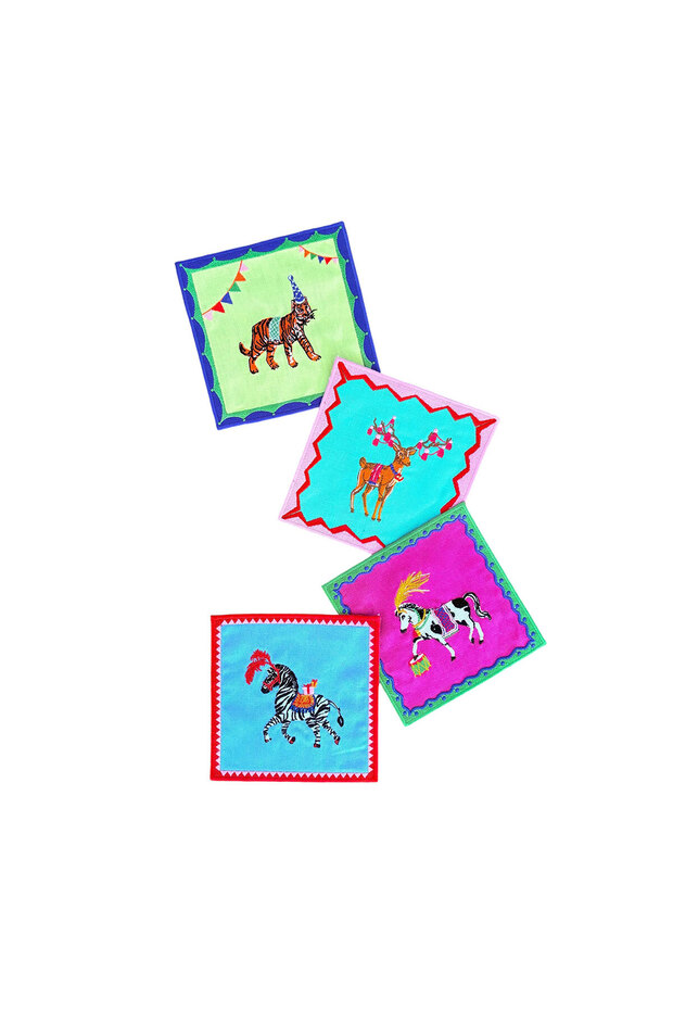 New Year's Special Animal Series Cocktail Napkin Set (4 Pieces)