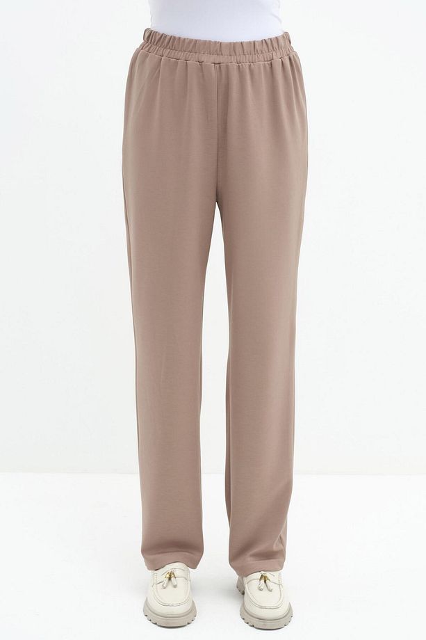 Beli Lastikli Örme Pantolon - Camel - 4
