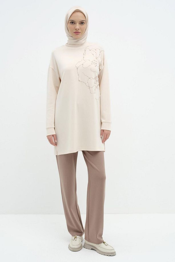 Beli Lastikli Örme Pantolon - Camel - 1