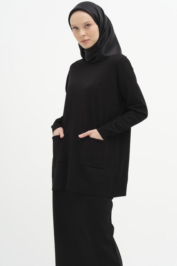 Cepli Triko Tunik - Siyah - 2