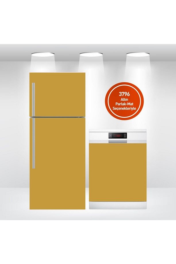 Buzdolabı Ve Bulaşık Makinesi Kapak Sticker Kendinden Yapışkanlı Folyo Kaplama Altın - 1