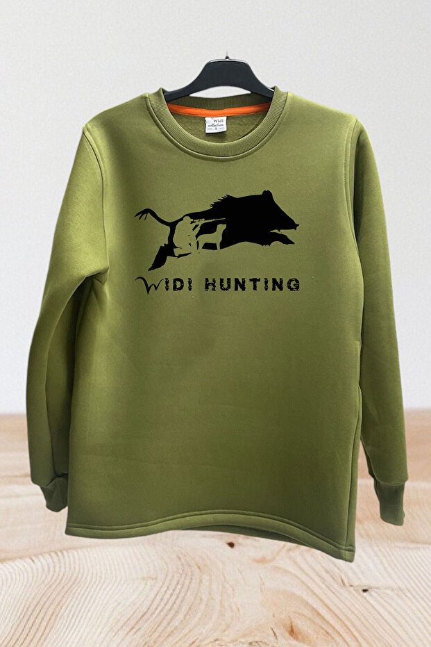 Unisex Hunting Hog Hunting Printed Wild Life Regular Fit Crew Neck Sweatshirt