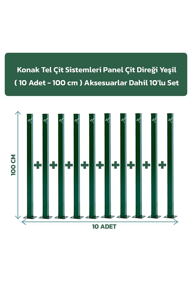 10 Adet Panel Çit Direği 100 CM Aksesuarlar Dahil - 1