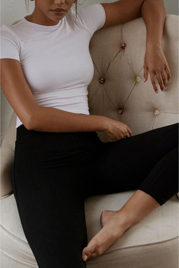 Fehér Fitted Crop póló - 3