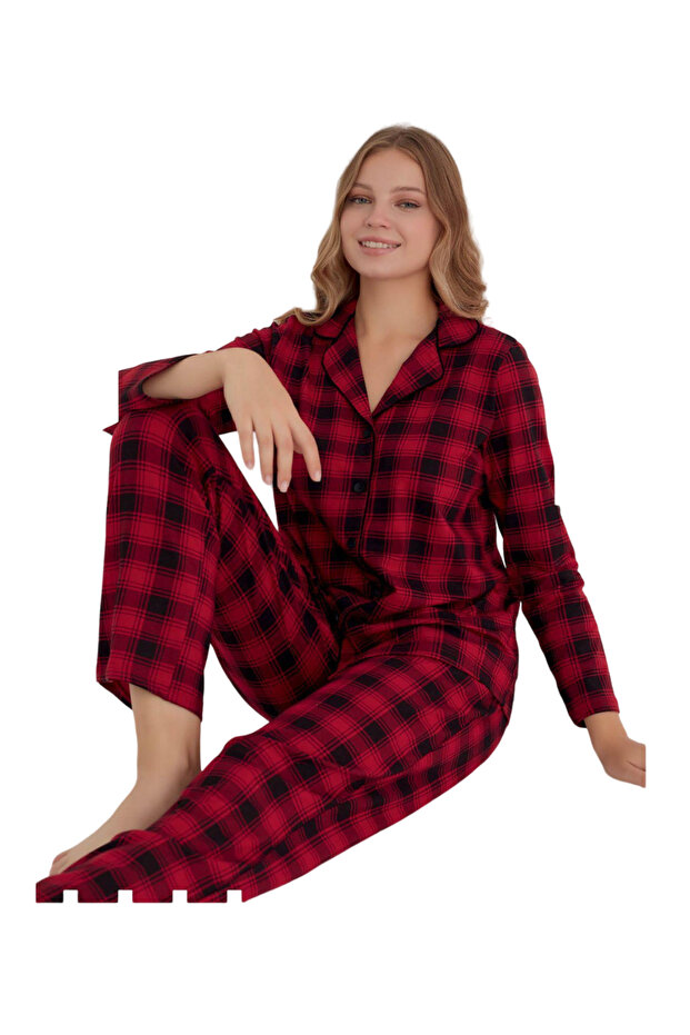 Long Sleeve Size Buttoned Women's Pjamas Suit Dfn1812