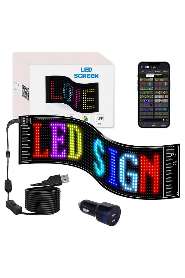 LED MATRİX RGB RENKLİ PANEL KUMANDALI TELEFON İLE UYUMLU KAYAN LED PANEL 16x64 - 1