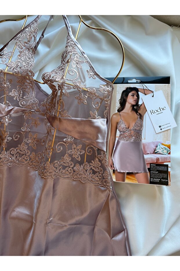 Pembe saten gecelik - 1