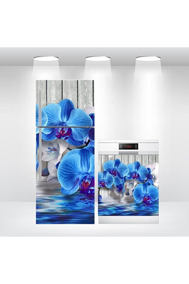 Refrigerator and Dishwasher Door Self-Adhesive Foil Covering Blue Orchid