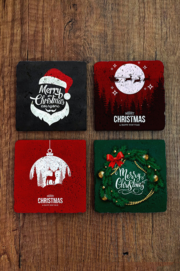 Natural Stone Coasters Set of 4 10X10X1 cm New Year Gift Christimas Stone Coasters