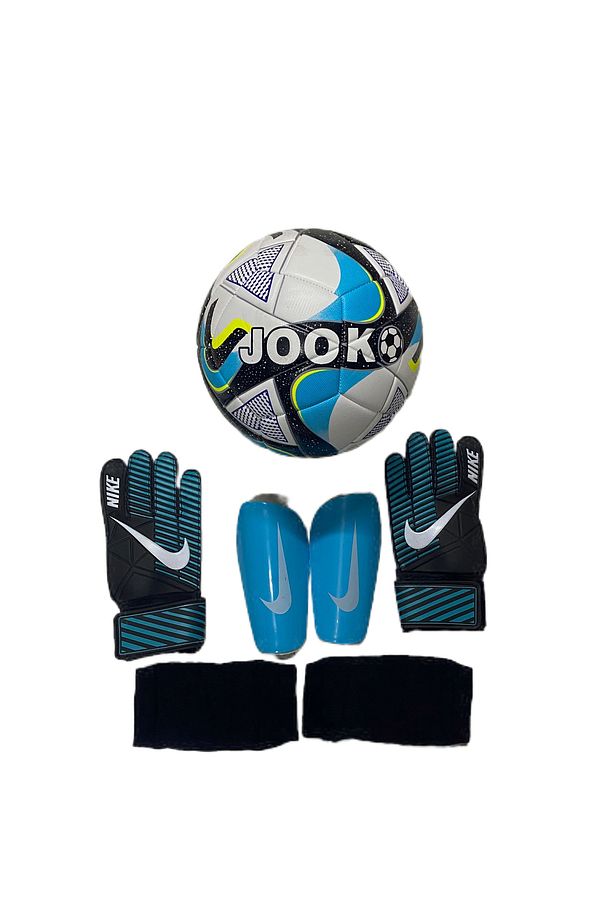 JOOKO 5 NO DESENLİ TOP, 5-6-7-8 NUMARA ÇOCUK KALECİ ELDİVENİ VE TEKMELİK SETİ - 1