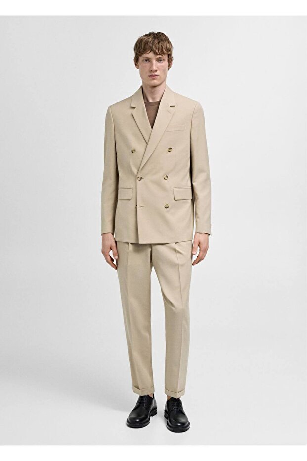 Slim-fitting double-breasted blazer jacket - 2