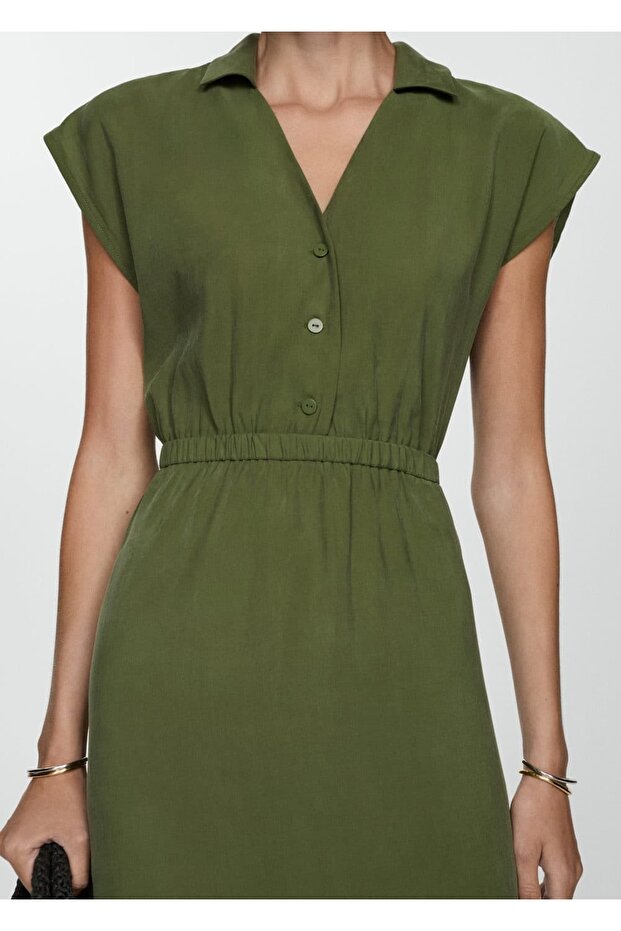 Düğmeli modal elbise - 1