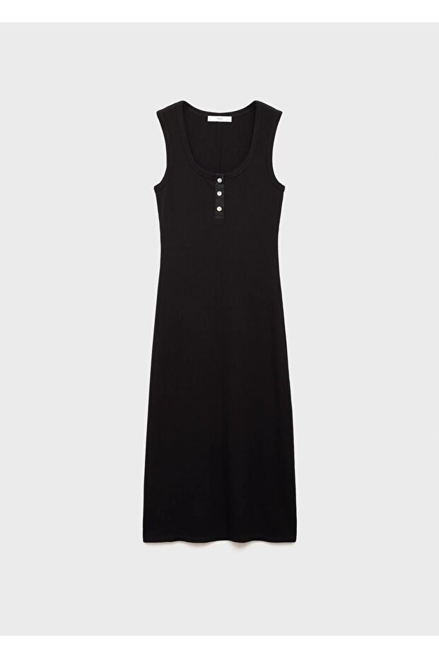 Fitilli dokuma düğmeli elbise - 3