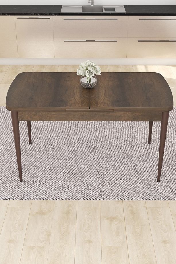 Nef Serisi 70x114 Açılabilir Mdf Barok Ahşap Desen Mutfak Masası - 1