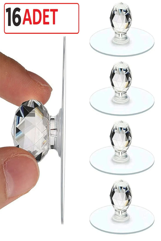 Yapışkanlı Kulp Dolap Çekmece Çöp Kutusu Kapaklarına Kulp - Yapışkanlı Kristal Tutacak Kulp - 1