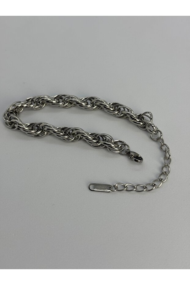 Kalın Örgü Çelik Bileklik Silver - 4