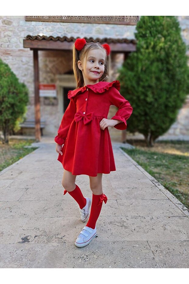 Girls' Red Dress Socks