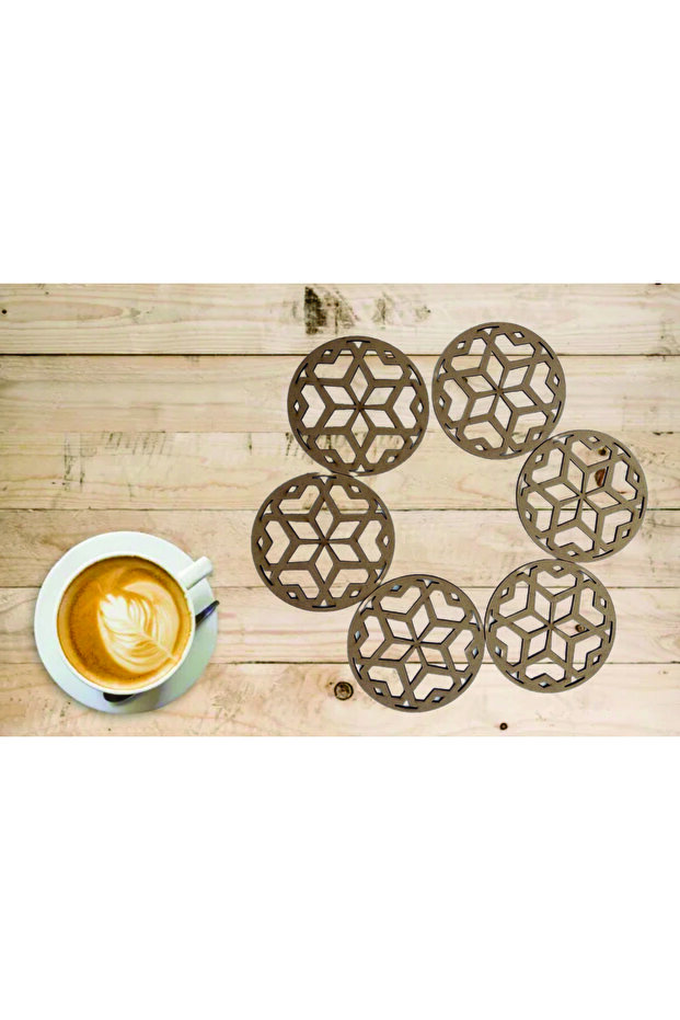 Set of 12 Coffee Patterned Round Coasters (10 X 10 cm) (Raw Mdf)