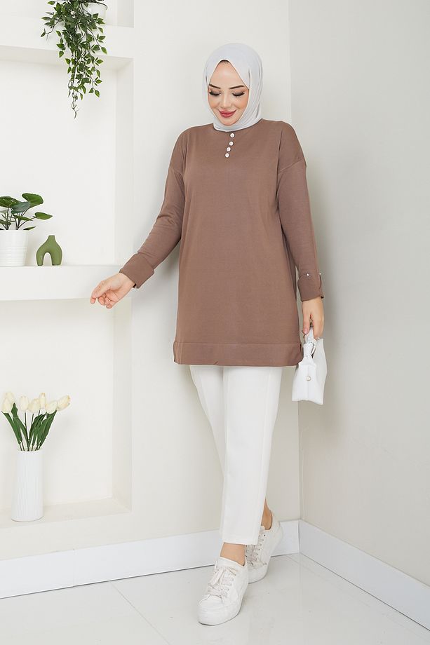 Kadın Taş Detaylı Merserize Triko Tunik - 5