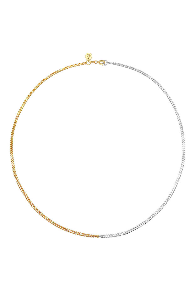 Dámský náhrdelník Curb Chain Basic Chunky Chain Bi-Color Trend ze sterlingového stříbra 925, pozlacený - 3