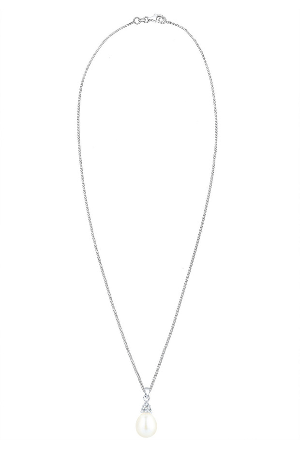 Náhrdelník s diamantovou perlou ve sladké vodě (0,04 ct.) Stříbro 925 - 3