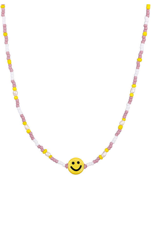 Dámský náhrdelník s úsměvem a skleněnými korálky se sladkovodními kultivovanými perlami, stříbro 925, zlato - 2