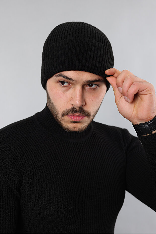 Winter Ribbed Thick Wool Beret - 1