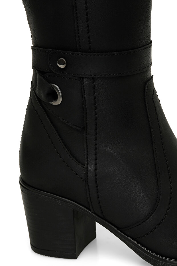 24K-1032 4PR Siyah Kadın Topuklu Çizme - 6