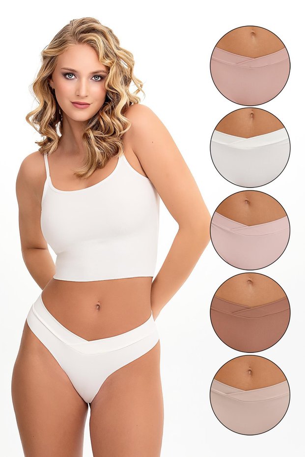 Women's Cross Waist Laser Cut 5-Piece Slip Kts4030 Model-1