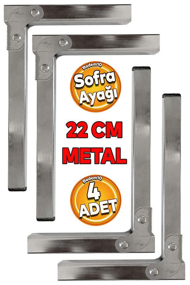 4 ADET Sofra Ayağı 22 cm Metal Katlanır Siyah Taban Yer Sofrası Sini Altı Mobilya Ayak Sehpa Masa - 1