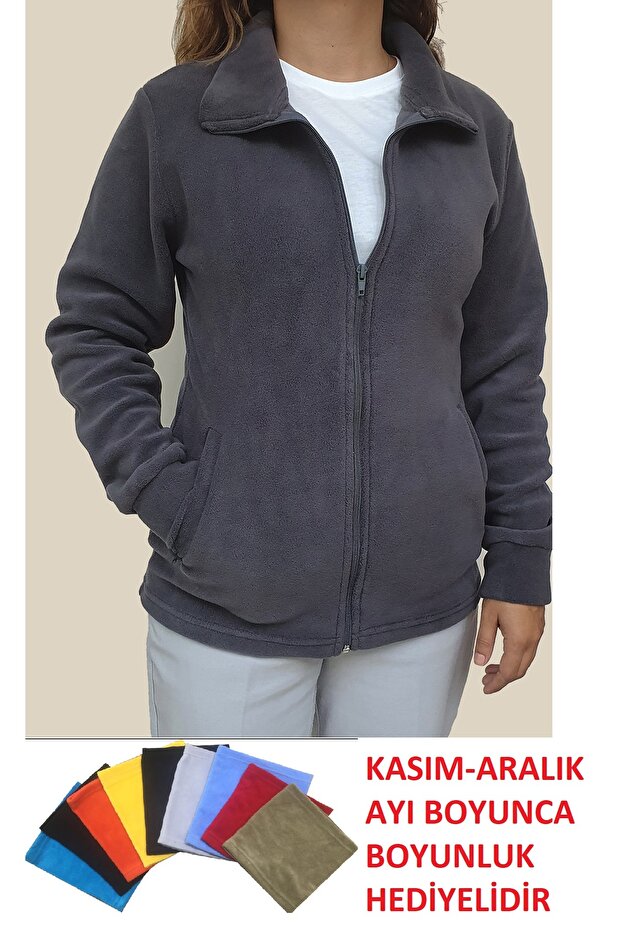 Kadın Kışlık Slim Fit Kalıp Cepli Polar Mont-ceket - 1