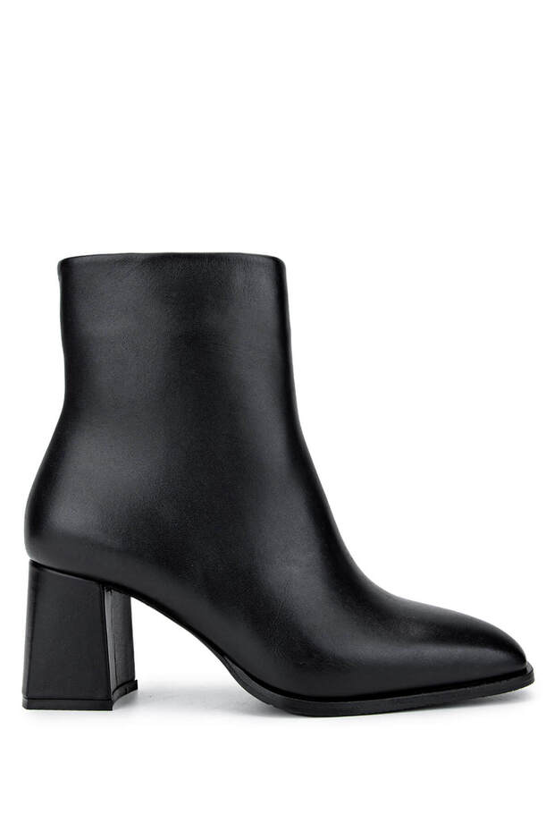 Women's Genuine Leather Black Heeled Boots