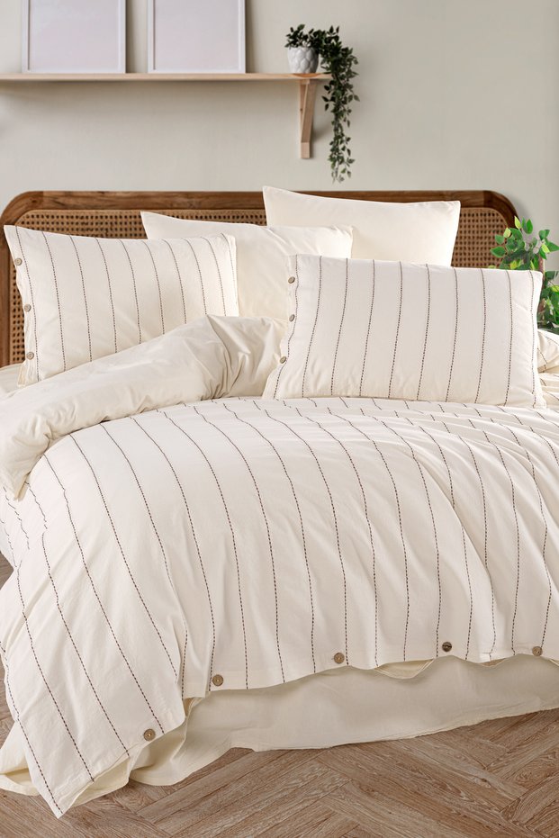 Hestia 100% Cotton Washed Yarn-Dyed Vintage Single Duvet Cover Set 160*220 HSTTKT