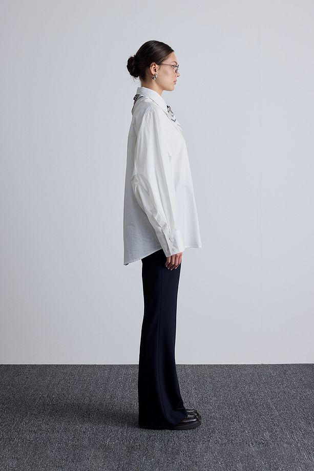 PİLE DETAYLI OVERSIZE GÖMLEK EKRU - 5