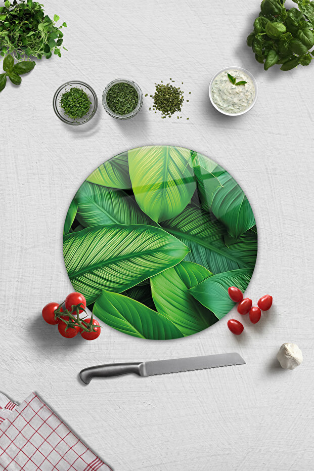 Glass Cutting Board - Glass Cutting Board | Leaf Festival | Diameter32Cm