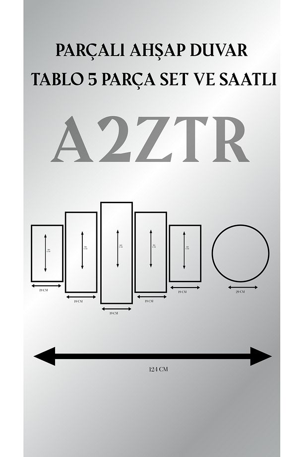 Tablo Duvar Mdf Tablo 5 Parça Set Ve Saatli - 2