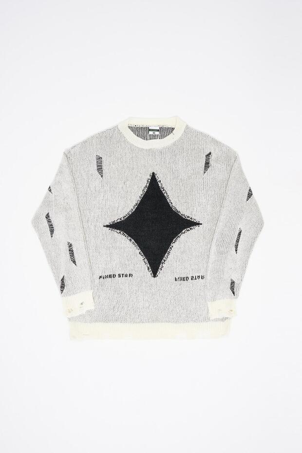 Erkek Patterned Ekru Kazak - 8