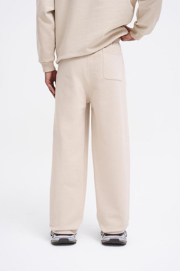 Erkek Basic Diagonal Baggy Açık Bej Eşofman Altı - 5