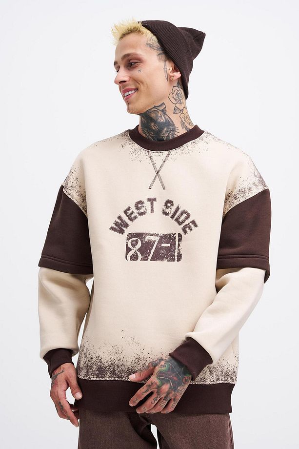 Erkek Double Layer Sweatshirt SOFT BEIGE - 3