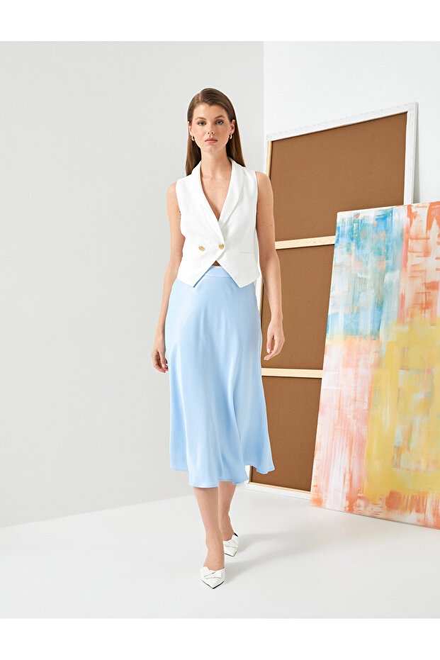 Midi Skirt Flared Normal Waist Viscose