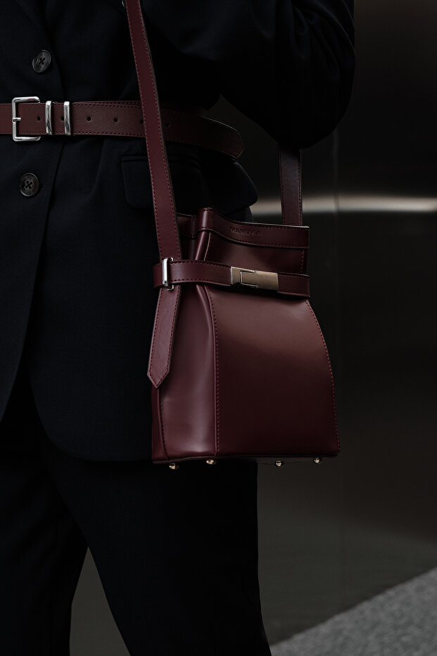 Claret Red Milo bőr bagett táska - 1