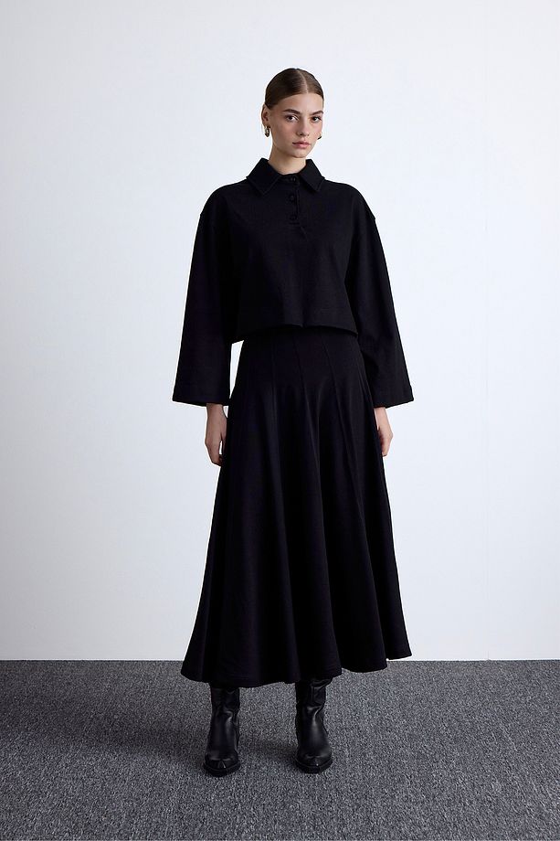 PREMIUM ÖRME OVERSIZE GÖMLEK SİYAH - 6