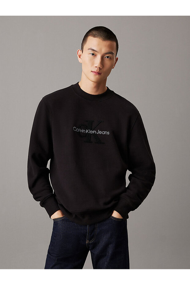 Erkek Chenille Monologo Sweatshirt - 1