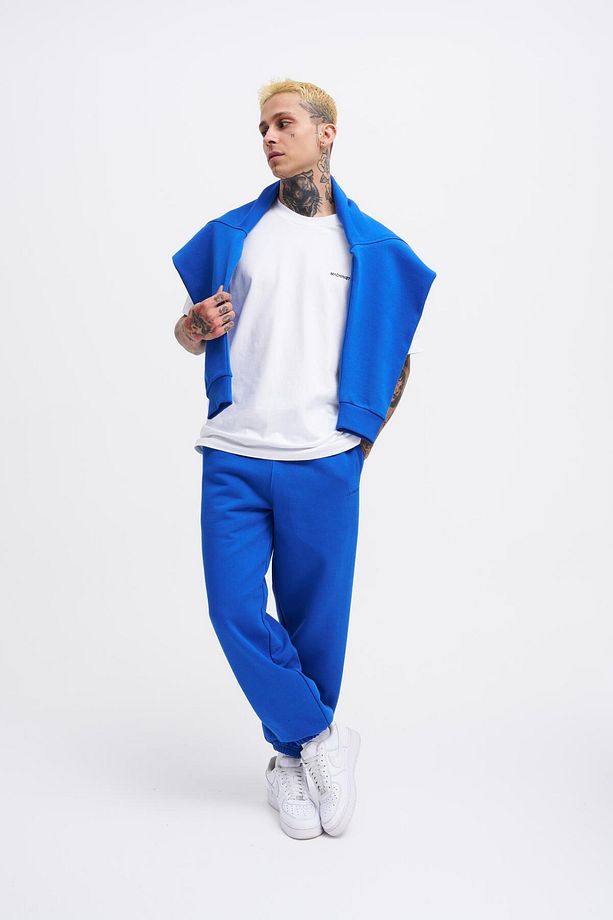 Erkek Basic Diagornel Jogger Açık Mavi Eşofman Altı - 5